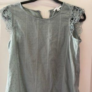 Sweet Sage Green Swiss Dot Mine Top - Size Small